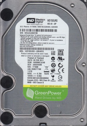 WD15EURS Western Digital 1.5TB SATA 3.5 Inch Hard Drive