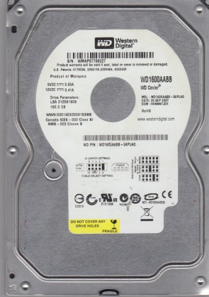 WD1600AABB Western Digital 160GB IDE 3.5 Inch Hard Drive