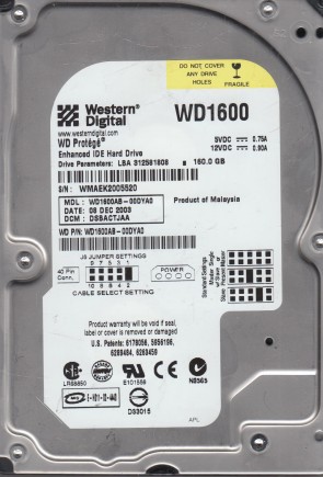 WD1600AB Western Digital 160GB IDE 3.5 Inch Hard Drive