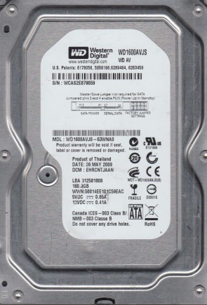 WD1600AVJS Western Digital 160GB SATA 3.5 Inch Hard Drive