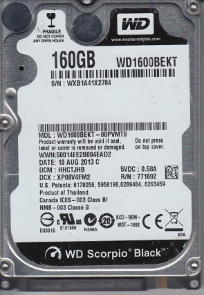 WD1600BEKT Western Digital 160GB SATA 2.5 Inch Hard Drive