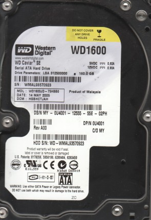WD1600JD Western Digital 160GB SATA 3.5 Inch Hard Drive