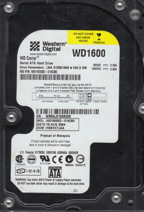 WD1600SD Western Digital 160GB SATA 3.5 Inch Hard Drive