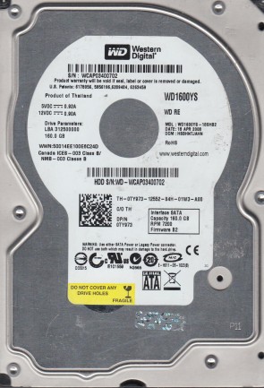WD1600YS Western Digital 160GB SATA 3.5 Inch Hard Drive