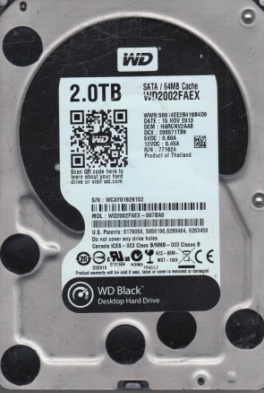 WD2002FAEX Western Digital 2TB SATA 3.5 Inch Hard Drive