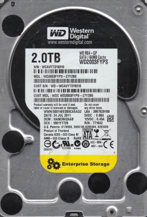 WD2003FYPS Western Digital 2TB SATA 3.5 Inch Hard Drive