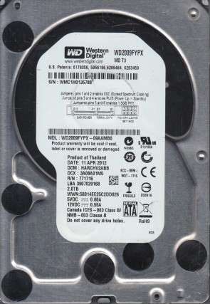 WD2009FYPX Western Digital 2TB SATA 3.5 Inch Hard Drive