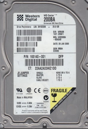 WD200BA Western Digital 200GB IDE 3.5 Inch Hard Drive