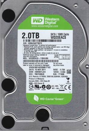 WD20EACS Western Digital 2TB SATA 3.5 Inch Hard Drive