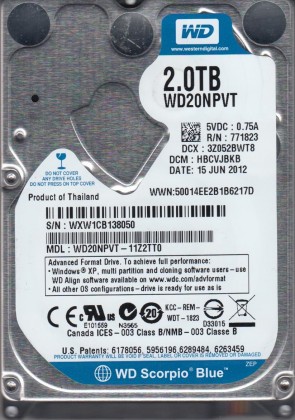 WD20NPVT Western Digital 2TB SATA 2.5 Inch Hard Drive