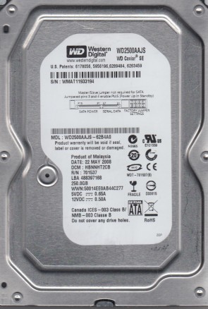 WD2500AAJS Western Digital 250GB SATA 3.5 Inch Hard Drive