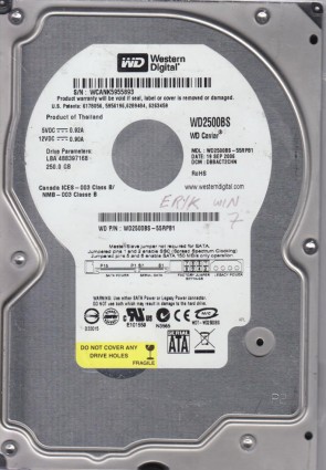 WD2500BS Western Digital 250GB SATA 3.5 Inch Hard Drive