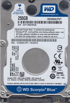 WD2500LPVT Western Digital 250GB SATA 2.5 Inch Hard Drive