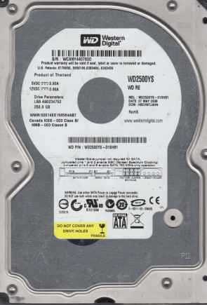 WD2500YS Western Digital 250GB SATA 3.5 Inch Hard Drive