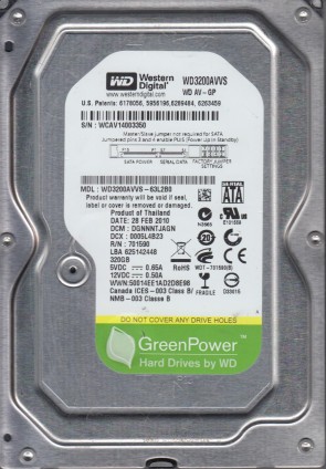 WD3200AVVS Western Digital 320GB SATA 3.5 Inch Hard Drive