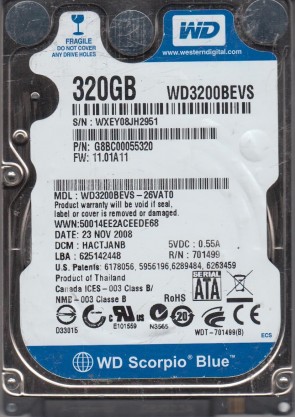 WD3200BEVS Western Digital 320GB SATA 2.5 Inch Hard Drive