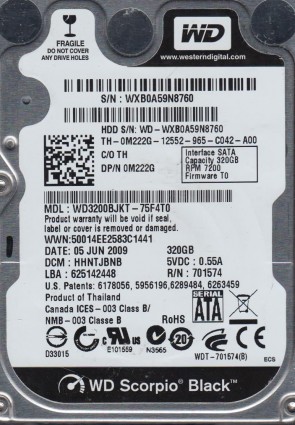 WD3200BJKT Western Digital 320GB SATA 2.5 Inch Hard Drive