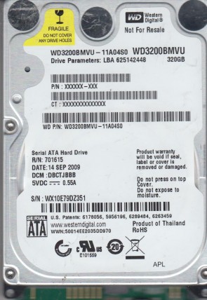 WD3200BMVU Western Digital 320GB USB 2.5 Inch Hard Drive