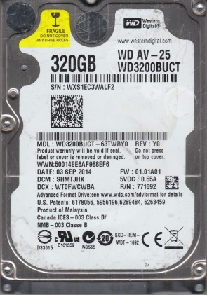 WD3200BUCT Western Digital 320GB SATA 2.5 Inch Hard Drive