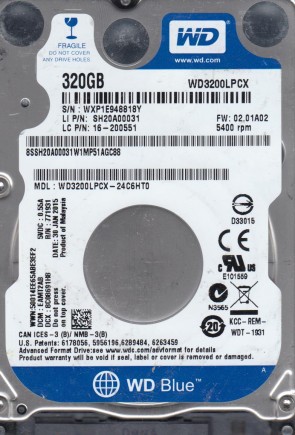 WD3200LPCX Western Digital 320GB SATA 2.5 Inch Hard Drive