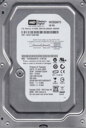 WD3202ABYS Western Digital 320GB SATA 3.5 Inch Hard Drive
