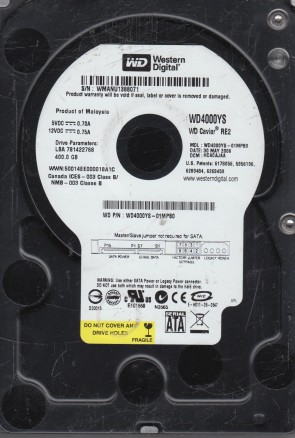 WD4000YS Western Digital 400GB SATA 3.5 Inch Hard Drive