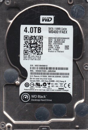 WD4001FAEX Western Digital 4TB SATA 3.5 Inch Hard Drive