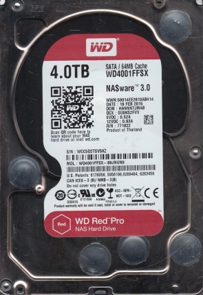 WD4001FFSX Western Digital 4TB SATA 3.5 Inch Hard Drive