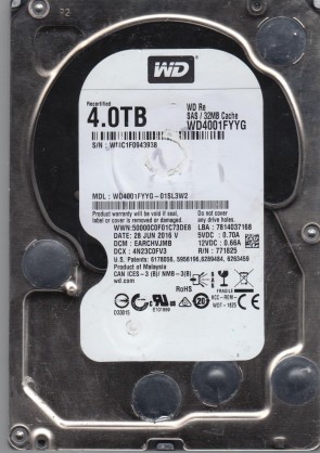 WD4001FYYG Western Digital 4TB SAS 3.5 Inch Hard Drive