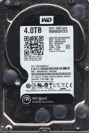 WD4003FZEX Western Digital 4TB SATA 3.5 Inch Hard Drive