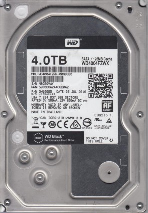 WD4004FZWX Western Digital 4TB SATA 3.5 Inch Hard Drive