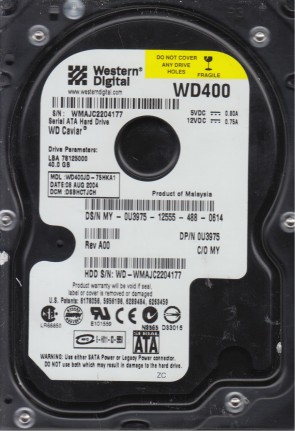 WD400JD Western Digital 40GB SATA 3.5 Inch Hard Drive