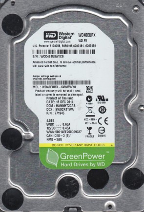 WD40EURX Western Digital 4TB SATA 3.5 Inch Hard Drive