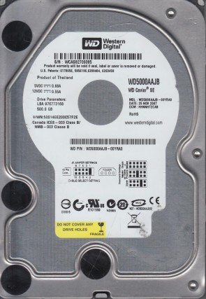 WD5000AAJB Western Digital 500GB IDE 3.5 Inch Hard Drive