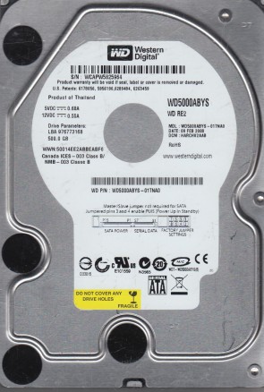 WD5000ABYS Western Digital 500GB SATA 3.5 Inch Hard Drive