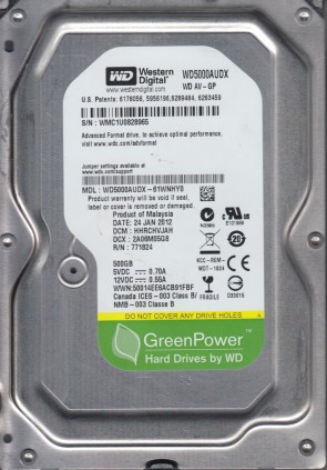 WD5000AUDX Western Digital 500GB SATA 3.5 Inch Hard Drive