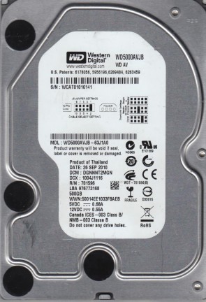 WD5000AVJB Western Digital 500GB IDE 3.5 Inch Hard Drive