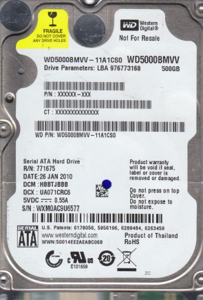 WD5000BMVV Western Digital 500GB USB 2.5 Inch Hard Drive