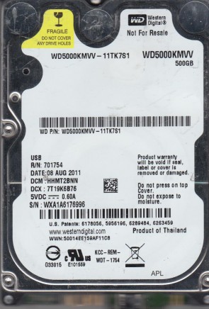 WD5000KMVV Western Digital 500GB USB 2.5 Inch Hard Drive