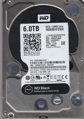 WD6001FZWX Western Digital 6TB SATA 3.5 Inch Hard Drive
