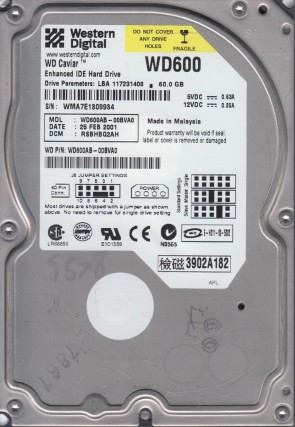WD600AB Western Digital 60GB IDE 3.5 Inch Hard Drive