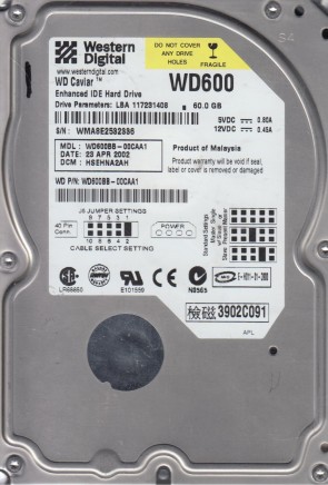 WD600BB Western Digital 60GB IDE 3.5 Inch Hard Drive