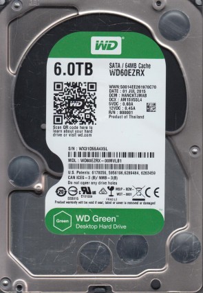 WD60EZRX Western Digital 6TB SATA 3.5 Inch Hard Drive
