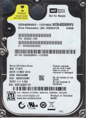 WD6400BMVV Western Digital 640GB USB 2.5 Inch Hard Drive