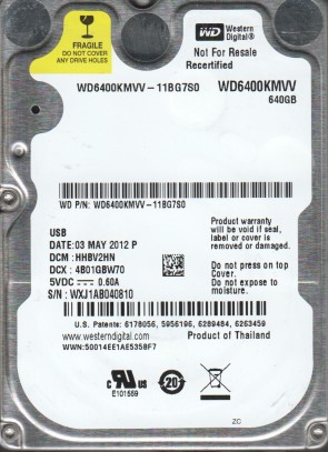 WD6400KMVV Western Digital 640GB USB 2.5 Inch Hard Drive