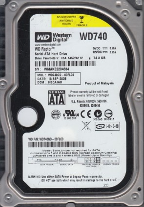 WD740GD Western Digital 74.3GB SATA 3.5 Inch Hard Drive
