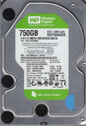 WD7500AADS Western Digital 750GB SATA 3.5 Inch Hard Drive