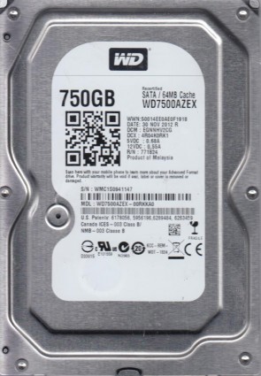 WD7500AZEX Western Digital 750GB SATA 3.5 Inch Hard Drive