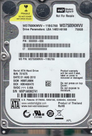 WD7500KMVV Western Digital 750GB USB 2.5 Inch Hard Drive