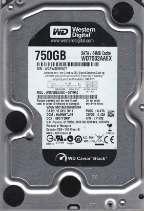 WD7502AAEX Western Digital 750GB SATA 3.5 Inch Hard Drive